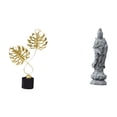 thumbnail image 1 of Estatua de hoja Guan Yin Escultura Figuras Decoración Obra de arte Elaborada con hierro Madera y piedra con textura realista Adecuado para regalar Dec, 1 of 8