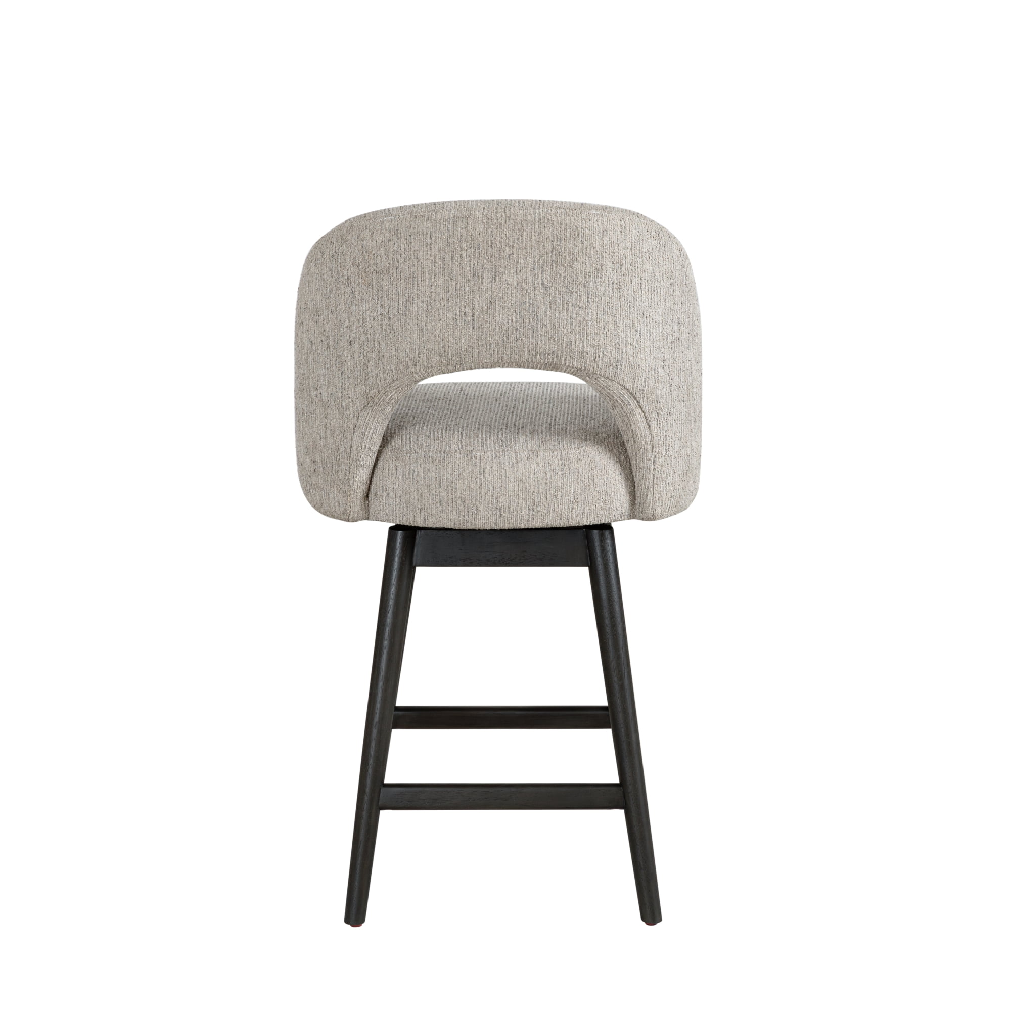 Adrian Gray Solid Wood Upholstered 26" Counter Height Swivel Barstool with Morning Fog Fabric Seat - Set of 4