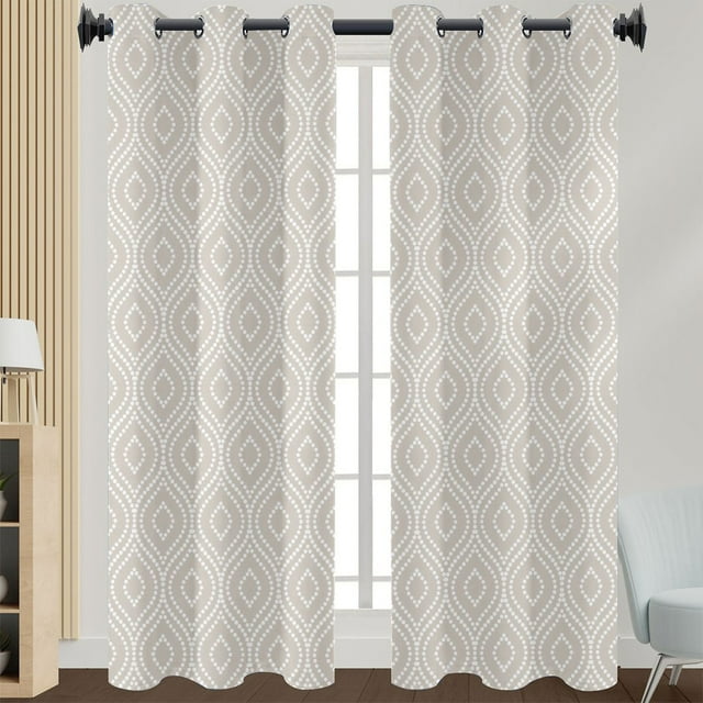 Innerwin Curtain Floral Window Drape Blackout Eyelet Top Panel Grommet Modern Home Decor Light Filtering Style 4 W:52"x H:63"