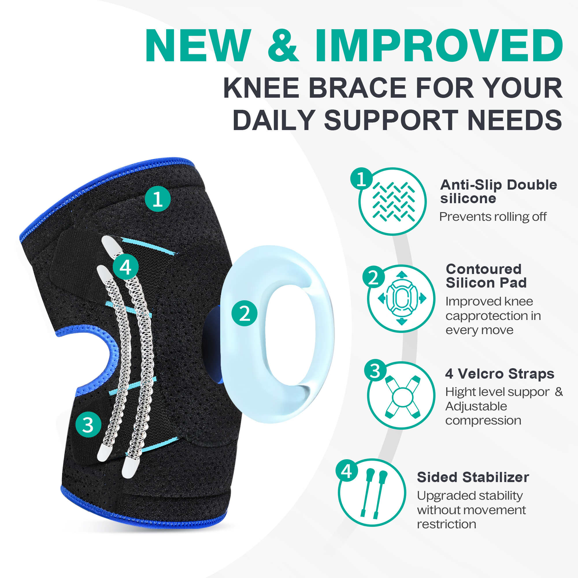 HLTHZONE Neoprene Knee Brace with Adjustable Compression L photo 3
