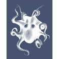 thumbnail image 2 of Fab Funky 26x32 Black Ornate Wood Framed with Double Matting Museum Art Print Titled - White Octopus on Indigo Blue d, 2 of 4