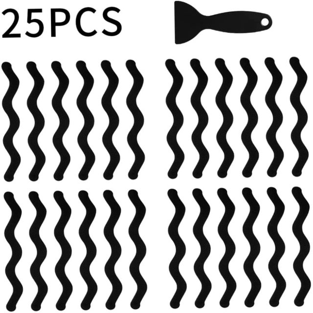 Pegatinas para ba?era con raspador Tiras antideslizantes Pegatinas autoadhesivas Cinta de ducha de seguridad Pegatinas con raspador 24PCS Negro ZefeiWu 8390615453929