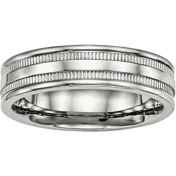 Stainless Steel Polished Grooved 6.00mm Band