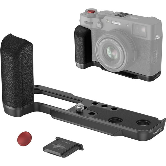 SmallRig X100VI / X100V Handgrip L-Shape Grip with Quick Release Plate for Arca, Lightweight Silicone Side Handle, Shutter Button and Hot Shoe Cover for FUJIFILM X100VI / X100V Cameras (Black) - 4556