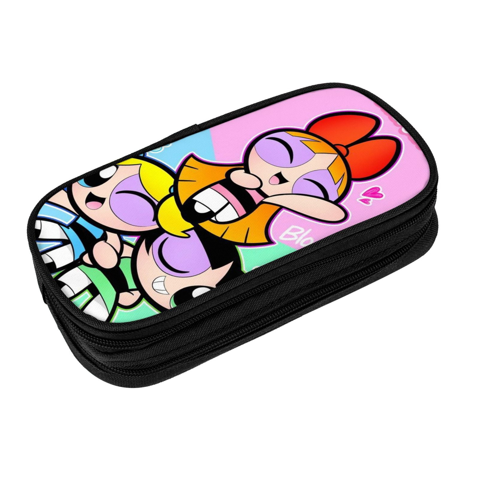 The Powerpuff Gi-rls Pencil Case Large Capacity Pencil Pouch Penbag Office Stationery Organizer Travel Makeup Bag Black