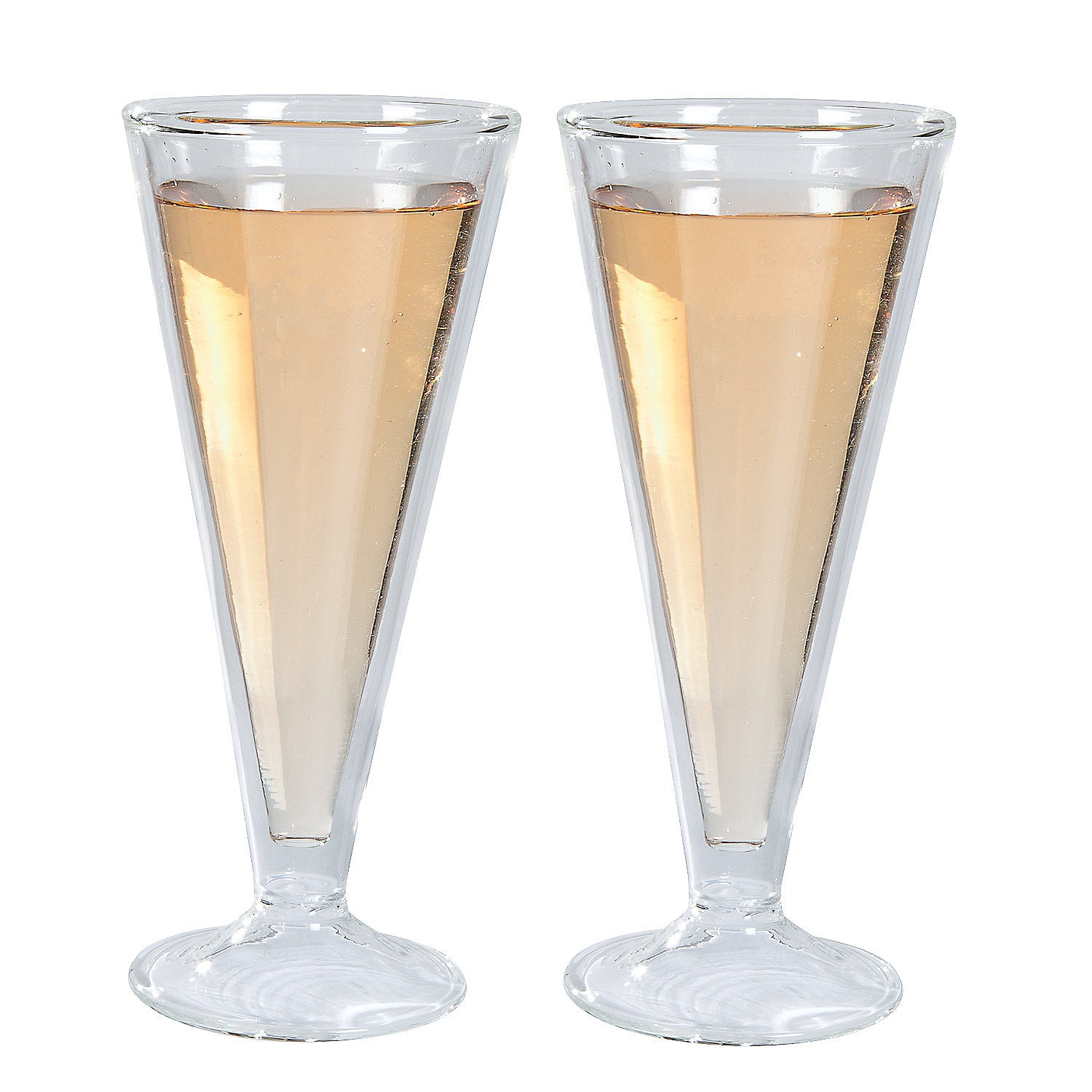 Double Wall Champagne Flutes Home Decor 2 Pieces