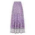 thumbnail image 1 of Sexy Dance Women Maxi Skirt Boho Long Skirts High Waist Bohemian Holiday Purple L, 1 of 5