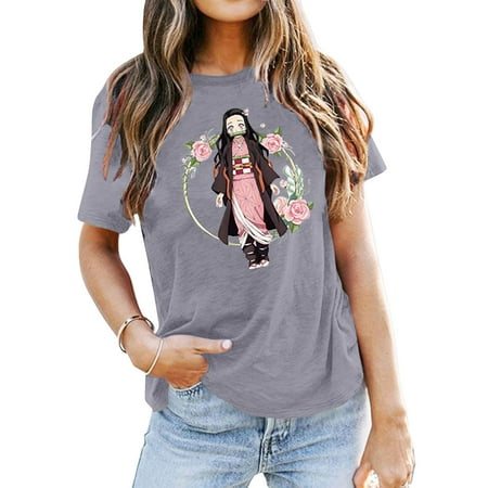 Nezuko Kamado Anime Demon Slayer T-Shirt Boys Girls 3D Printed T-Shirt Teenage Fashion Cosplay Demon Slayer Short Sleeve Clothing