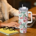 thumbnail image 6 of KLL Flamingo Flower Print 40oz Stainless Steel Insulated Car Cup Coffee Mug with Spillproof Lid - Keep Your Drink Hot or Cold on the Go, 6 of 8
