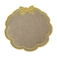 thumbnail image 2 of Linen Placemats Bow Embroidered Round Scalloped Kitchen Place Mats for Wedding Party Home Dining Table Decor, Set of 1, 15 x 15 inch, 2 of 6