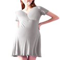 thumbnail image 1 of CNKOO Femmes Manches Courtes Maternité Robe Manches Courtes V Cou Volant Garniture Robe de Nuit de Maternité, 1 of 7