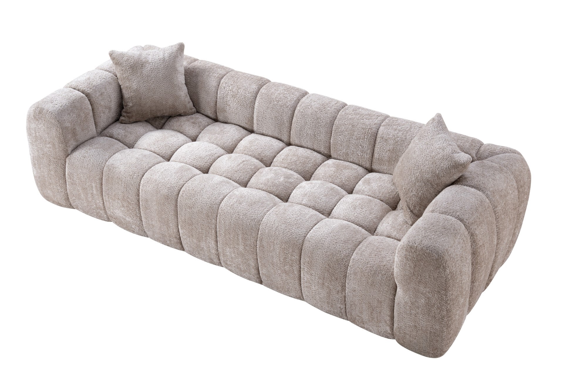 AENKYO 103" Oversized Cloud Boucle Sofa, Modern 4-Seater Deep Seat Couch, No Assembly, Oatmeal Beige