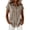 Brown, variant on Summer Tops for Women Striped Button Down Collared Short Sleeve Casual Loose Blouse Shirt Vacation Beach Travel, Brown L