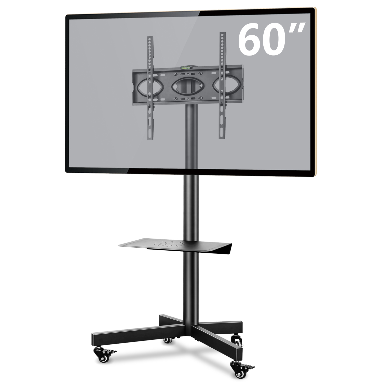Mobile TV Cart for TVs up to 60" Black Metal Display Stand Modern