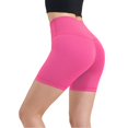 thumbnail image 3 of Teqhome No Front Seam High Waist Biker Shorts for Women, Skin Friendly Breathable Sweat Absorbent 6.3In Inseam Workout Athletic Gym Yoga Shorts(L, Pink), 3 of 11
