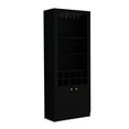 thumbnail image 3 of Black Engineered Wood Microwave Cabinet, 74-inches Tall, Modern Bedroom Cabinet With Glassware Storage,, 3 of 4