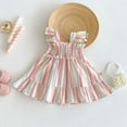 thumbnail image 2 of Toddler Girls Dresse Sleeveless Square Collar Color Stripes Dress Childrens Girls Summer Holiday Seaside Vacation Sweet Athleisure Dresses,3 -4 Years, 2 of 9