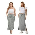 thumbnail image 7 of Nestiefly Womens Side Slit Maxi Skirts Elastic High Waisted Drawstring Casual Long Sweat Skirts, 7 of 7