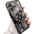 thumbnail image 6 of for iPhone 16 Plus Glitter 3D Butterfly Case,Cute Luxury Bling Sparkly Diamond Rhinestones Liquid Flowing Case with Camera Protector TPU Bumper Women Girls Case for iPhone 16 Plus 6.7", Black, 6 of 14