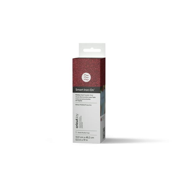 Cricut Joy™ Smart Iron On™ Glitter Matless Heat Transfer Vinyl, 5.5" x 19",Red