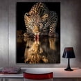 thumbnail image 6 of Mudket Leopard Drinking Water with Reflection Canvas Wall Art, Realistic Safari Wildlife Canvas Art for Living Room Bedroom Print for Office Home Decor , Framed Ready to Hang - 12"L x 8"W, 6 of 9