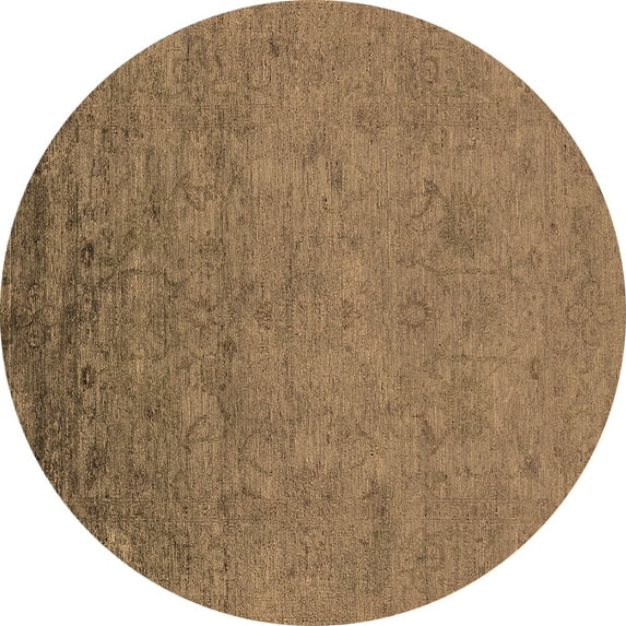 Ahgly Company Indoor Round Oriental Brown Industrial Area Rugs, 8' Round