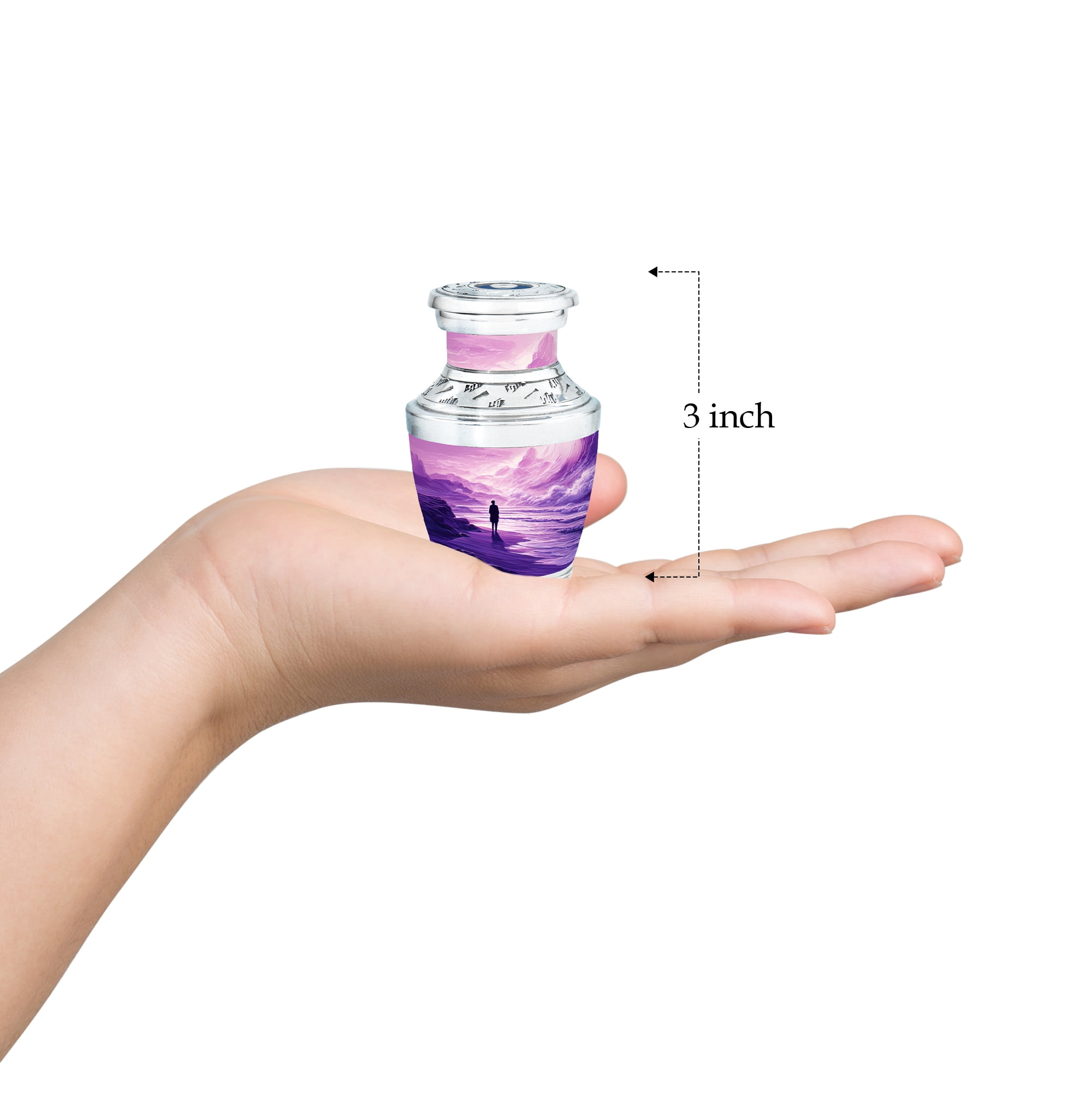 MUKTIVE Mountain Mini Cremation Urn for Human Ashes for Mom & Dad - Decorative Keepsake Funeral Purple Urns for Adult Male & Female - 3 Inch