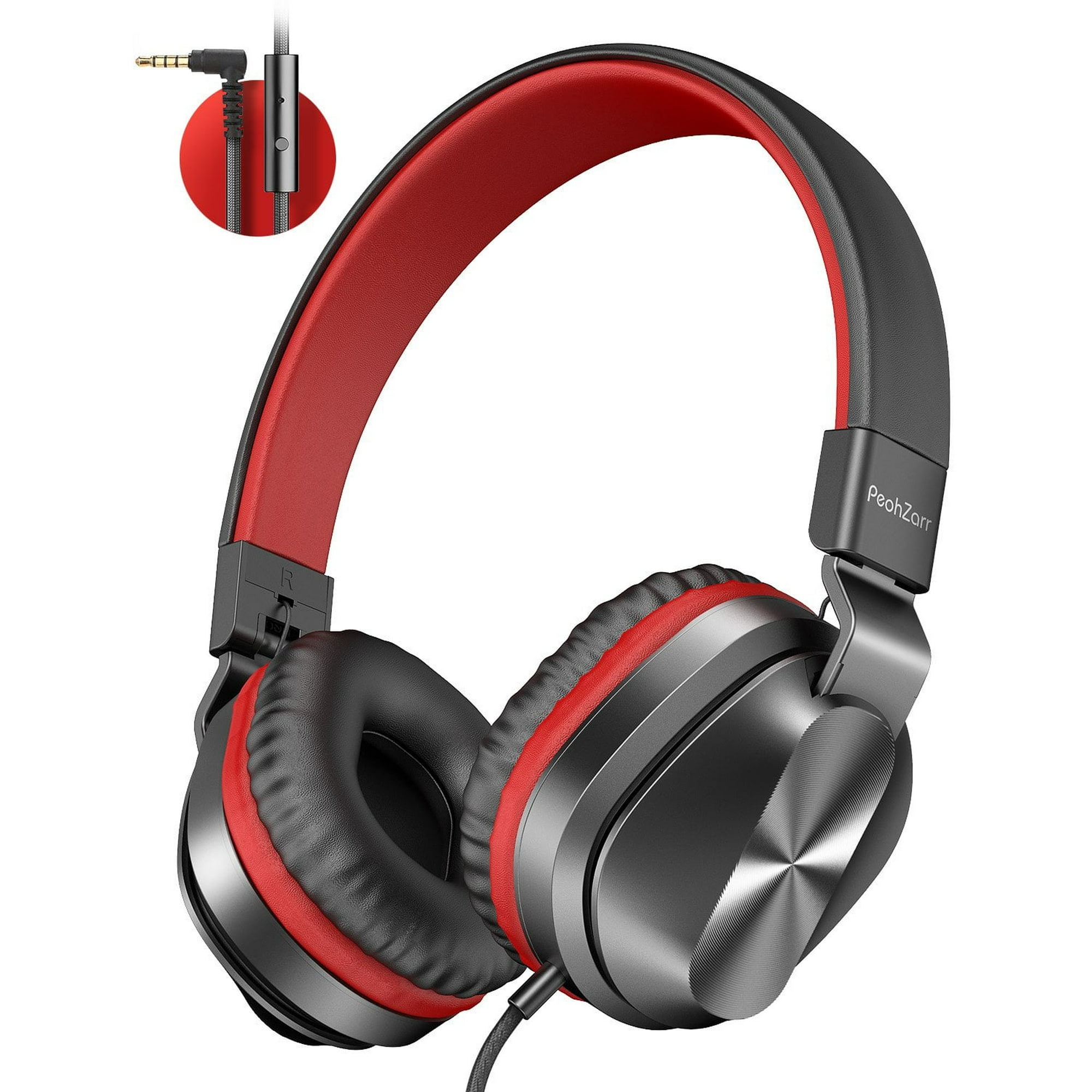 On-Ear Headphones with Microphone, Folding Kids Headphones for School, Portable Wired Headphones for Children/Teens/Boys/Girls/Smartphones/School/Airplane Travel/Plane/Tablet