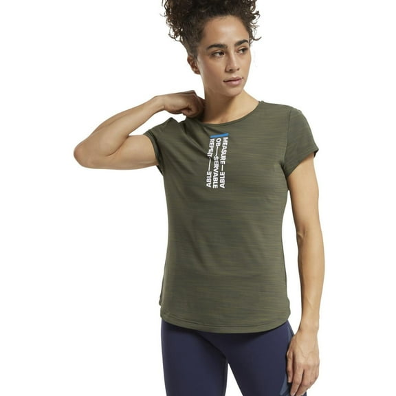 Reebok Womens CrossFit Training Graphic T-Shirt, Green, X-Small