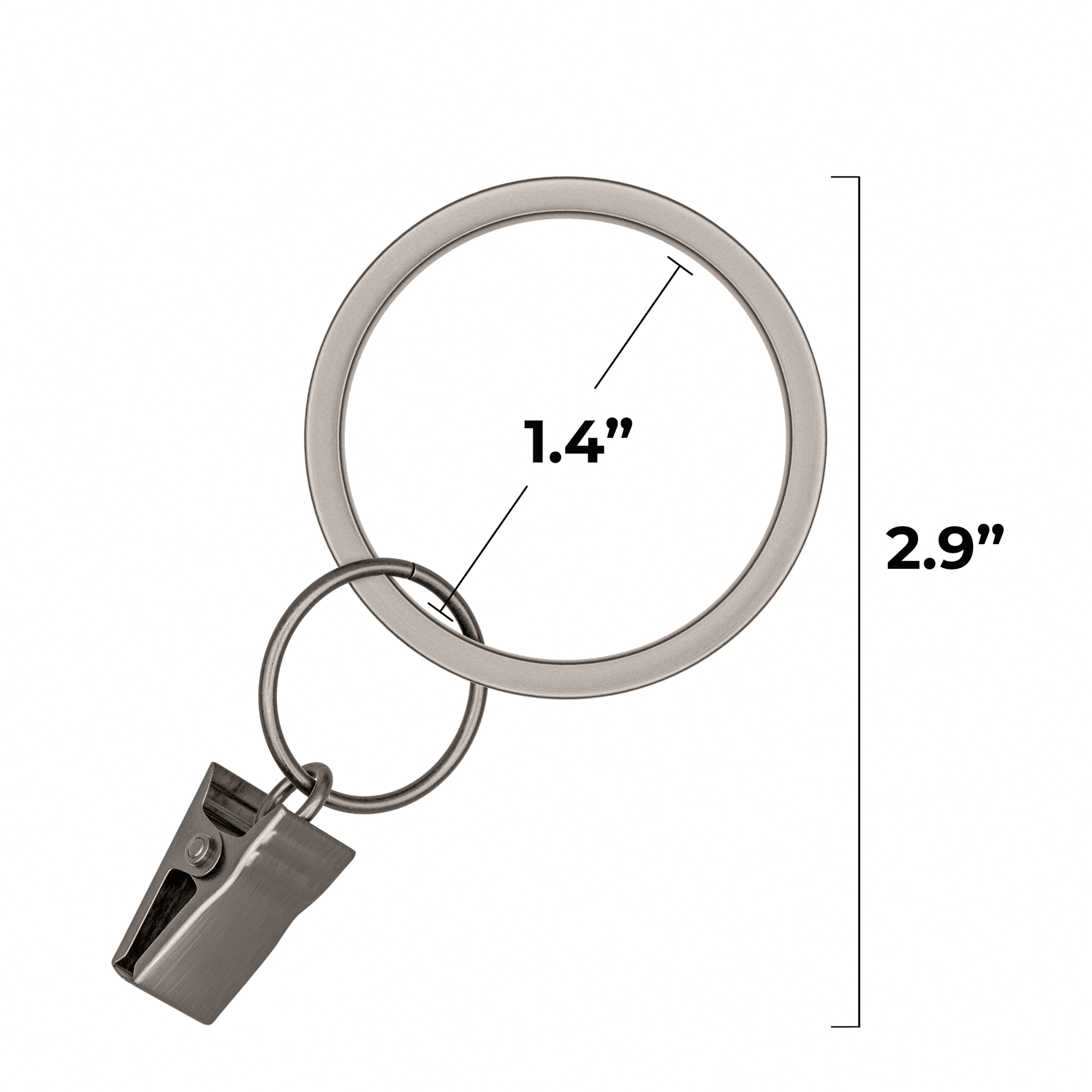 Better Homes & Gardens Plated Pewter Curtain Clip Rings (7 Pack)