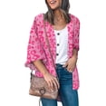 thumbnail image 1 of Chaqueta cubierta para mujer, transpirable, amigable con la piel, frente abierto, estampado floral, chaqueta para fiesta en casa, 1 of 4