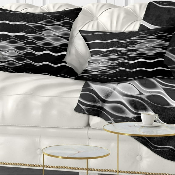 Designart White Waves Fractal Pattern - Abstract Throw Pillow - 12x20