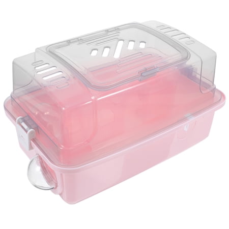 SOPOTUTU Small Animal Carrier Cage Hamster Cage Plastic Pink Mice Vet Visits 1Pack