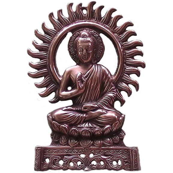 craftuno Handcrafted Copper Finish Lord Buddha Tabletop & Wall Hanging