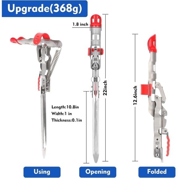 Automatic Spring Fishing Rod Holder, Stainless Steel Folding Rod Stand Ground Support  Have Two Springs, Sensitivity is Adjustable and Works on Bull Sized Bluegill and