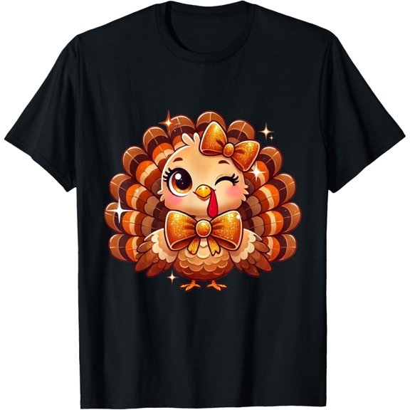 Cute Turkey Shirt for Women Girls Thanksgiving Pilgrim T-Shirt