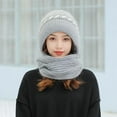thumbnail image 3 of Idoravan Womens Winter Beanie Hat Scarf Set Integrated Ear Protection Windproof Cap Scarf 2 In 1 Winter Warm Knitted Hat Scarf Gray, 3 of 4