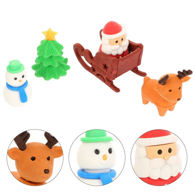 Eraser Christmas Erasers Santa Toys Favors Party Stationery Holiday  Kidsstuffer Stocking Assortment Puzzle Tree 3D 