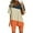 A-Orange, variant on Women 2 Piece Short Outfits Set Color Blocked Half Sleeve V Neck T Shirt Biker Shorts Loose Fit Workout Tracksuit A-Light Blue