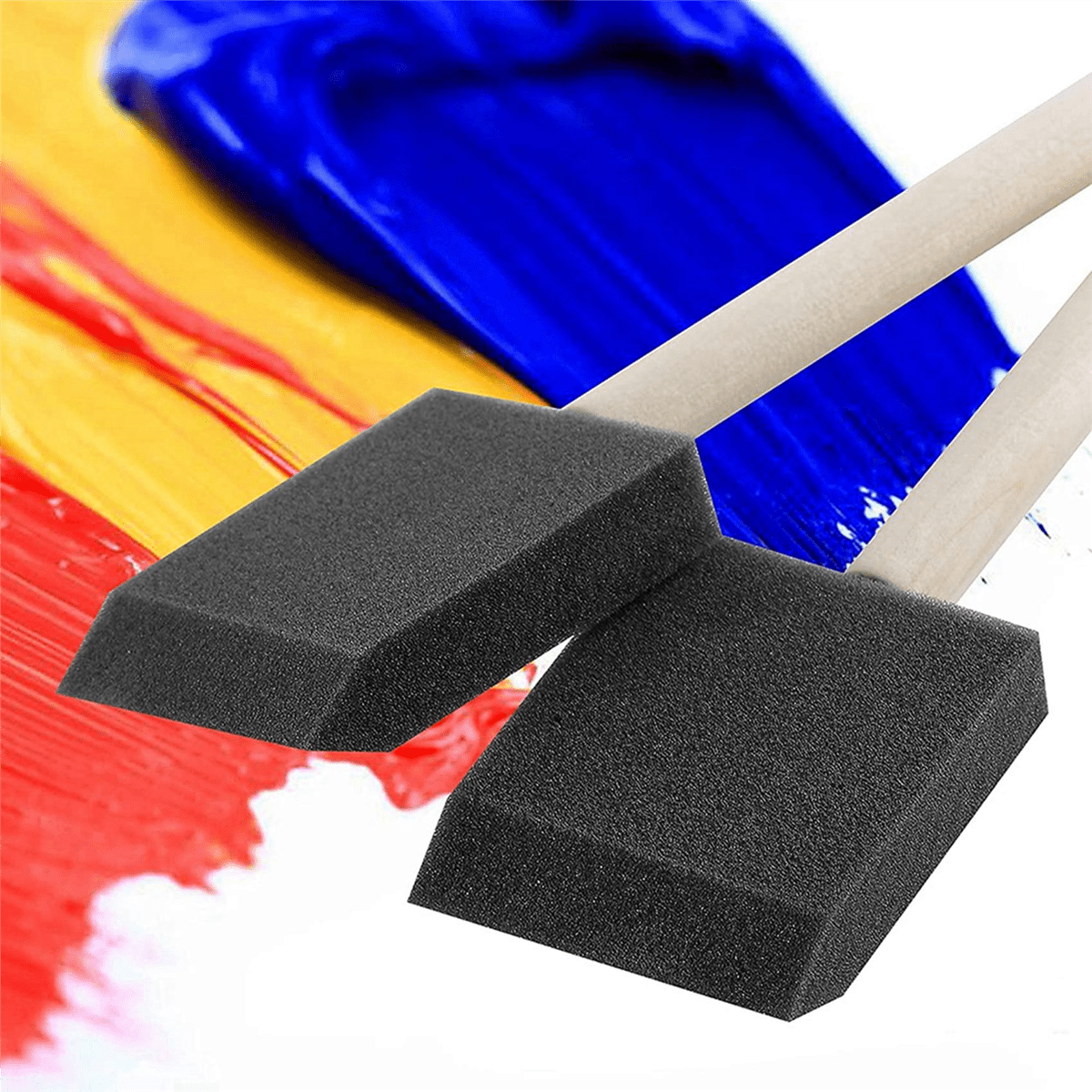 150 Pcs 2 Inch Foam Sponge Wood Handle Paint Brush Set, Great for Acrylics, Stains, Varnishes, Crafts, Art