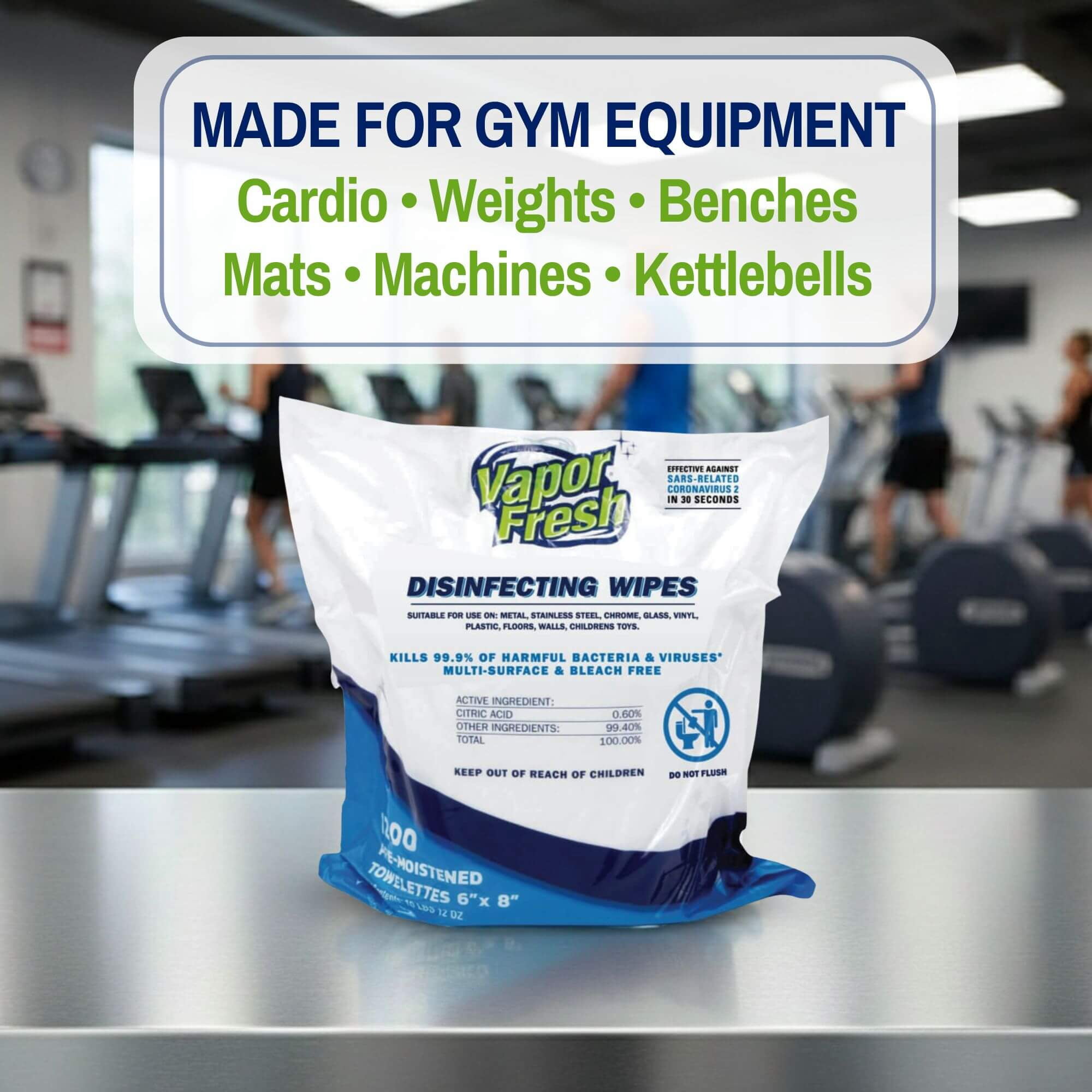 Vapor Fresh Disinfecting Wipes - 1200 Count x 4 Rolls (4,800 Total Wipes) Plant Powered Commercial Grade Disinfectant For Gym Equipment, Fitness Studios, Spas - Bulk Refill Rolls