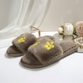 thumbnail image 4 of Viluyesy Fuzzy Slippers for Womens, Plush Soft Sole Open Toe Warm Floral Slip-On Cotton House Slippers Khaki, 4 of 9