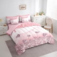 thumbnail image 3 of Homewish Love Heart Diamond Twin Bedding Sets 7-Piece for Girls, Pink Sequin Print Bedding Comforter Set, Romantic Anniversary Reversible Sheet Sets, Microfiber Bedroom Decor, 3 of 7