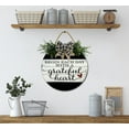 thumbnail image 5 of Begin Each Day With A Grateful Heart Front Door Sign Funny Wreaths Hanging Wooden Plaque Decoration Round Rustic Wood Farmhouse Porch Decor for Home Front Door Decor, 12 x 12 Inch, 5 of 5