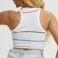 thumbnail image 5 of Elvqul Under $10 Tank Tops for Women Yoga Gym Pullover Stripe Print Round Neck Ladies Sleeveless Basic White Tops, 5 of 5