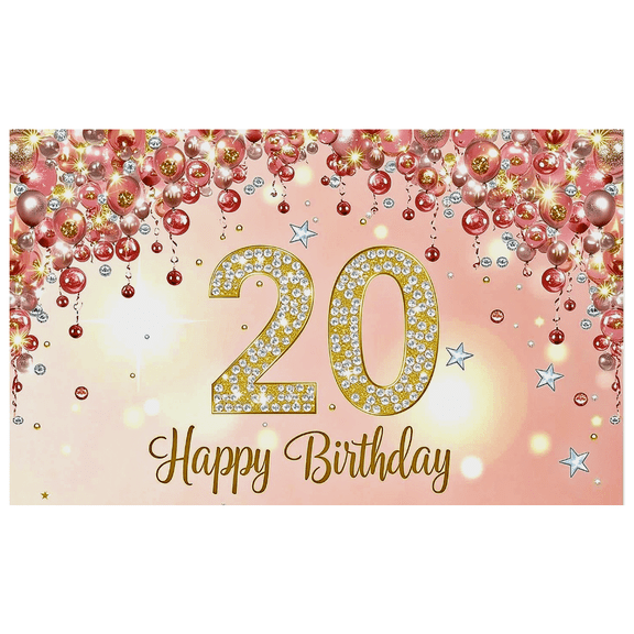 Sparkling Glittery 20 Number Happy Birthday Background Backdrop Banner Party Supplies Photography Props Birthday Decoration Celebrations Event Decorations