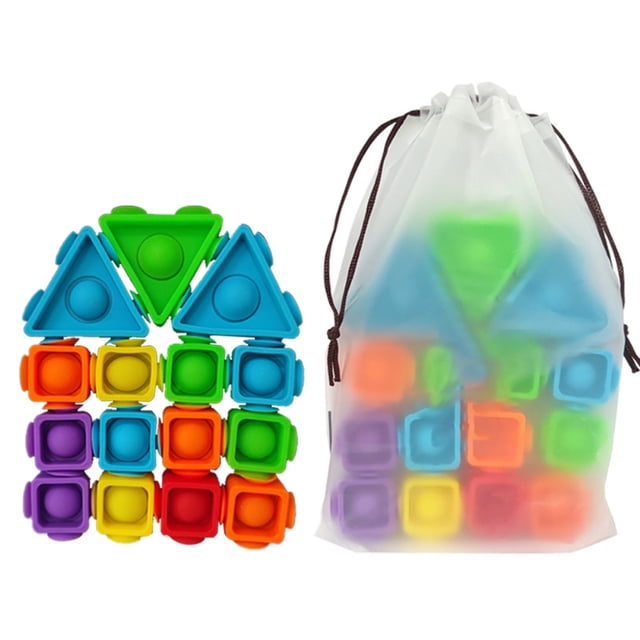 Juguetes Sensoriales De Burbujas De Empuje, Juguetes Con Ventosa, Bloques De Construcción Ensamblados, Juguetes Educativos Para Niños 15 Uds, Serendint HA038849-00