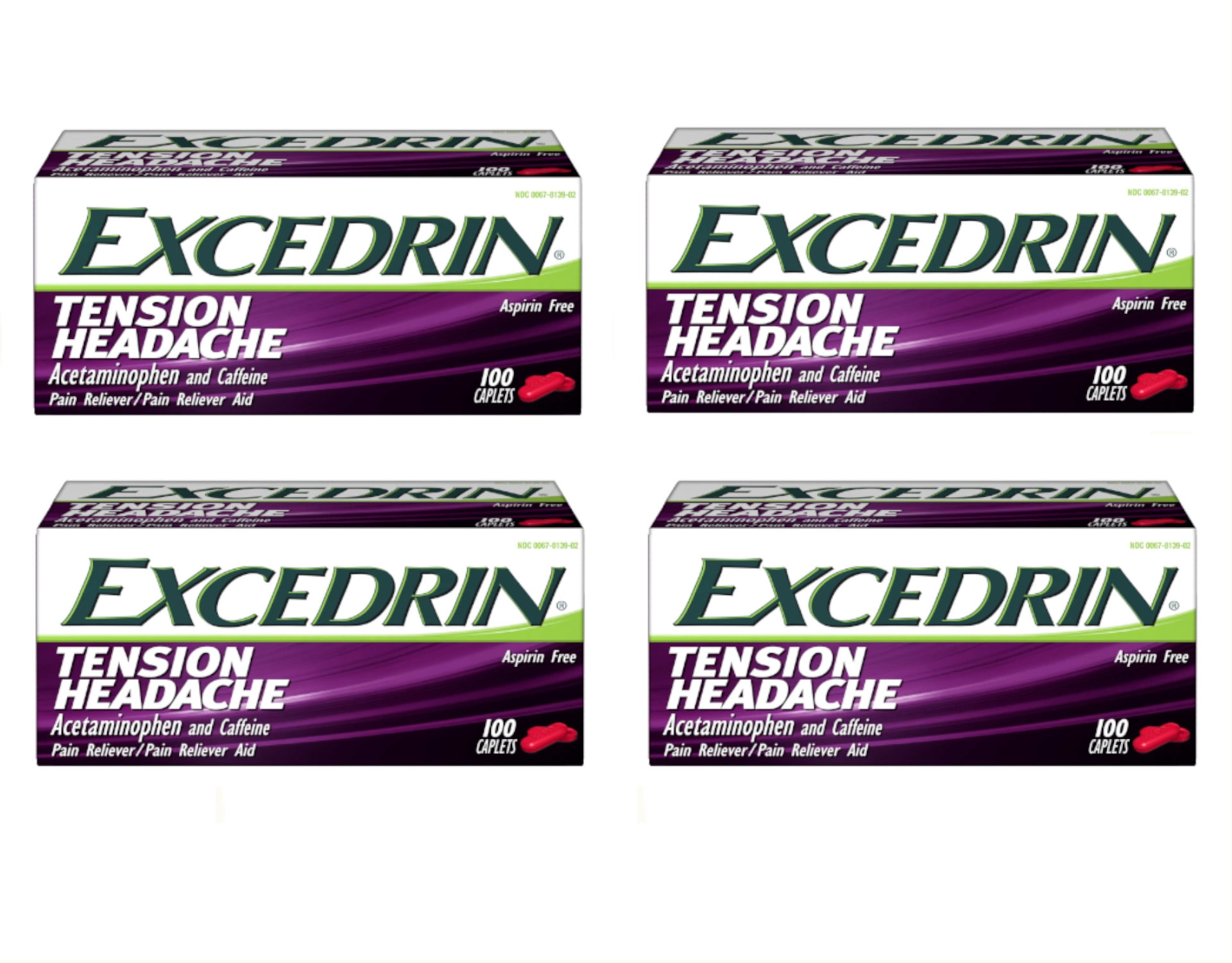 Excedrin Tension Headache 100 Count, Pack of 4 - Walmart.com