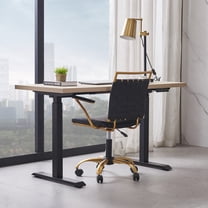 CAROCC Home Office Desk Chair Task Chair with Armrest Adjustable Swivel Chair in Durable Vegan Leather Gold Office Chair Ergonomic Desk Chair for Extra Back & Lumbar Support