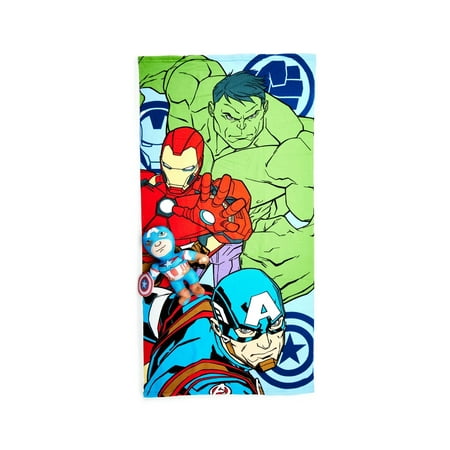 Captain America Marvel Avengers Hulk Ironman Bath Towel Bath Sponge Buddy Set
